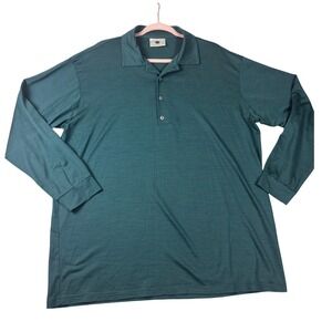 Hedrena Wool polo Shirt Mens XL Teal Excellent Long Sleeve Made in Australia